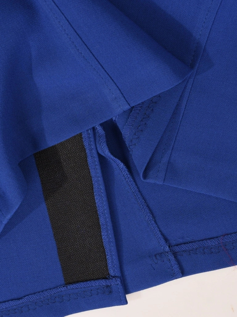 Elegancka spódnica ołówkowa midi w odcieniu chabru – modelujące przeszycia i rozcięcie z tyłu 25046