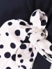 Elegancka granatowa sukienka rozkloszowana maxi w grochy – kobiecy fason z baskinką wysmuklający talię 38243