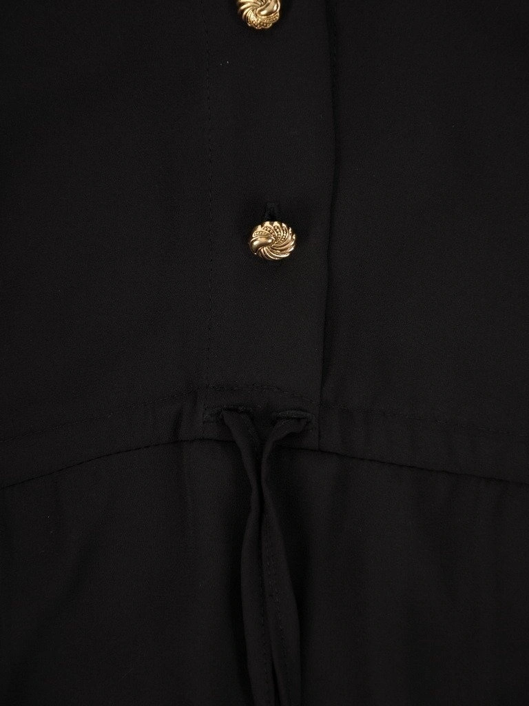 Elegancka sukienka damska midi rozkloszowana czarna – stylowy krój z ozdobnym wiązaniem 23241