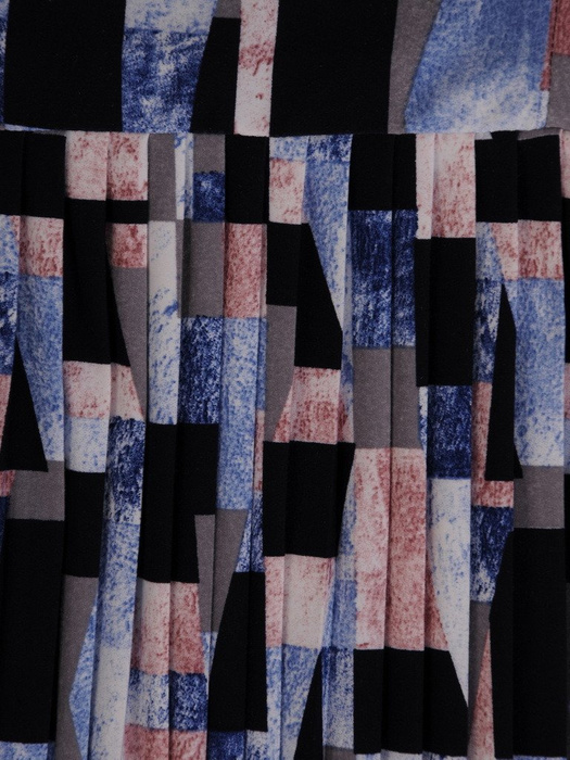 Plisowana sukienka w geometrycznym wzorze, kreacja z bawełny 19897