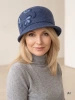 Elegancki błękitny kapelusz damski cloche na zimę – kobiecy model z ocieplaną podszewką 42368
