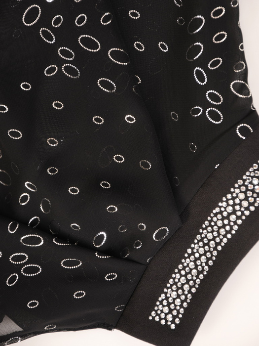 Sukienka wyjściowa, czarna kreacja z łączonych tkanin 33698