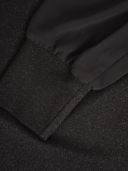 Czarna, połyskująca sukienka dzianinowa z szyfonowymi rękawami 31901