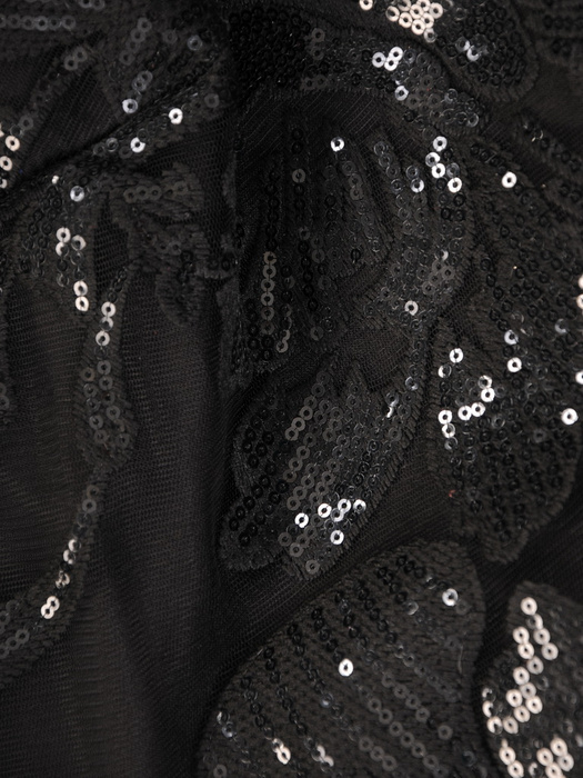 Czarna suknia maxi, wieczorowa kreacja zdobiona cekinami 30584