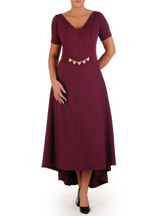Fioletowa sukienka maxi z błyszczącą aplikacją w talii 22760