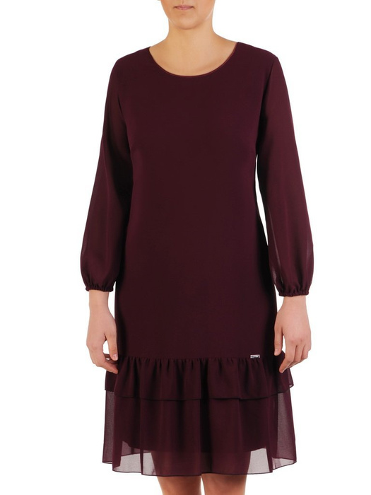 Fioletowa sukienka z szyfonową falbaną 25138