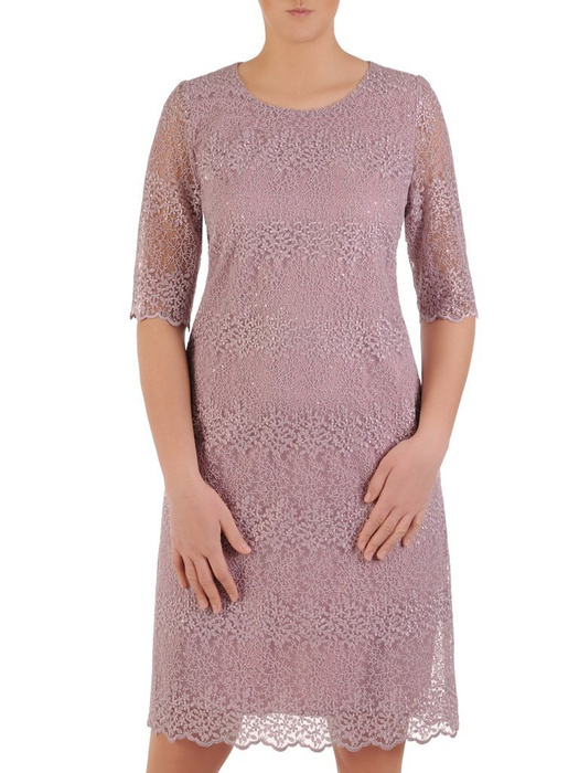 Koronkowa pastelowa sukienka, elegancka kreacja w nowoczesnym fasonie 25212