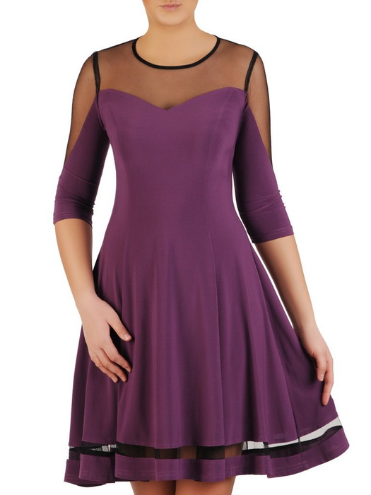 Luźna sukienka z tiulowymi rękawami i dekoltem 24801
