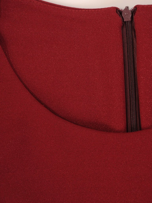 Sukienka koktajlowa, bordowa kreacja w luźnym fasonie 26816