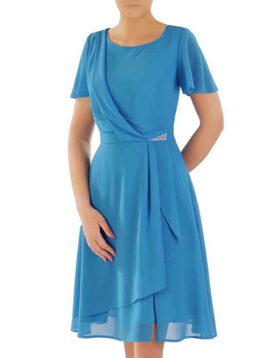 Sukienka z szyfonu, kreacja w rozkloszowanym fasonie 33028