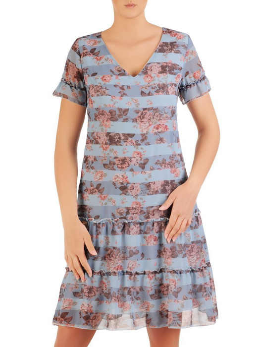 Sukienka z szyfonu, zwiewna kreacja z falbanami 26082