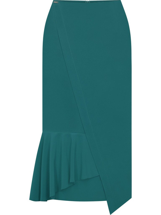 Zielona spódnica z asymetryczną falbaną Sasza.