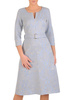 Błękitna sukienka z oryginalnym wzorem, kreacja z dekoltem na suwak 28314