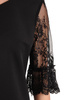 Czarna elegancka sukienka z koronkowymi rękawami 28419