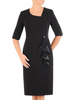 Czarna sukienka damska, kreacja wyjściowa z ozdobną falbaną 27359