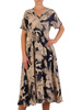 Rozkloszowana sukienka z ozdobnym dekoltem i gumką w pasie 26295
