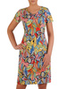 Sukienka w geometryczny wzór, prosty fason z dekoltem w serek 25961