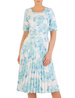 Sukienka w kwiaty, wiosenna kreacja z plisowaną spódnicą 33625