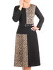 Sukienka z kominem, czarna kreacja z paskiem 30862