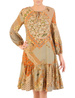 Sukienka z wiązanym dekoltem, zwiewna kreacja z tkaniny 33177